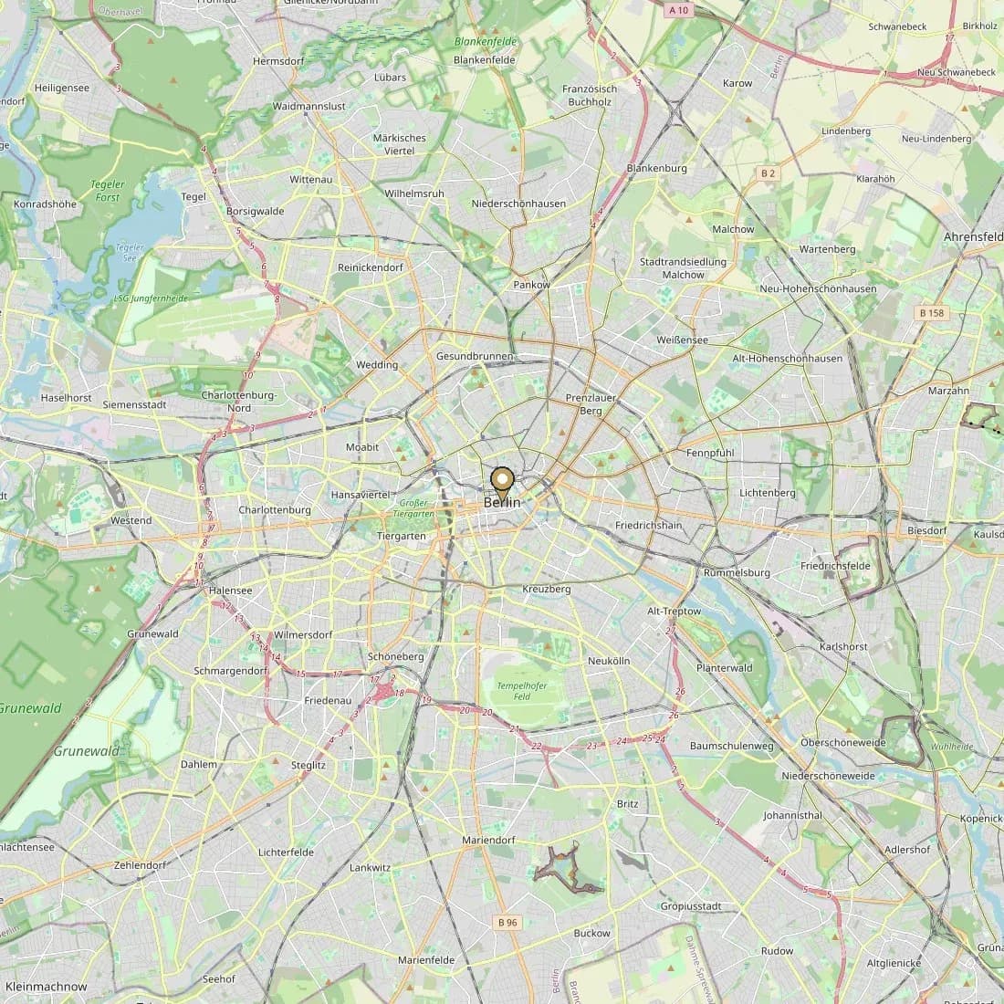 Kartenausschnitt von Berlin
